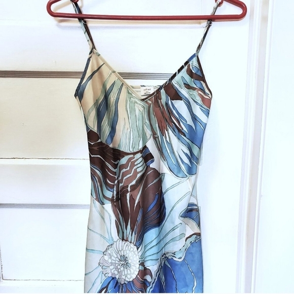 Wilfred Aqua Blue Floral Mini Slip Dress - Picture 2 of 5